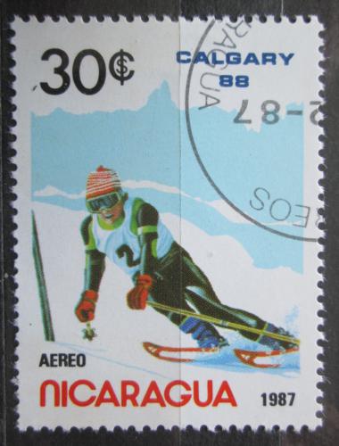 Poštová známka Nikaragua 1987 ZOH Calgary, slalom Mi# 2743