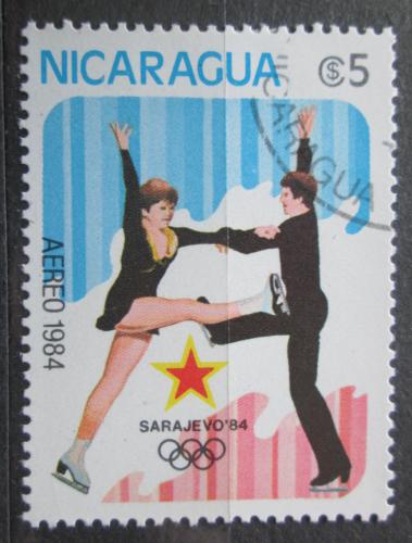 Poštová známka Nikaragua 1984 ZOH Sarajevo, krasobruslení Mi# 2477