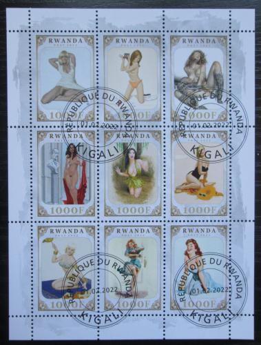 Poštové známky Rwanda 2022 Akty, umenie Pin up Mi# N/N