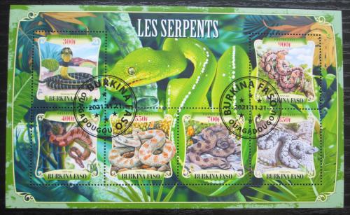 Poštové známky Burkina Faso 2021 Hady Mi# Mi# N/N