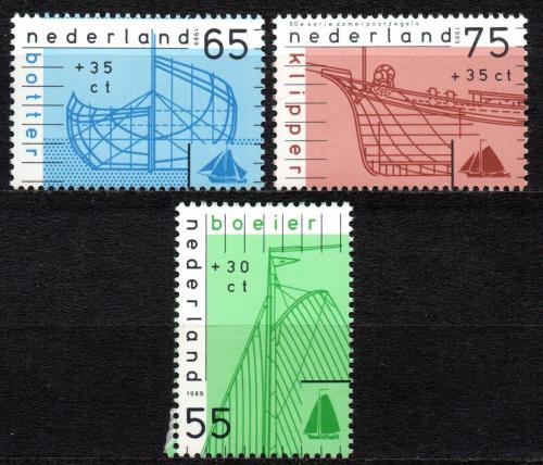 Poštové známky Holandsko 1989 Konstrukèní nákresy lodí Mi# 1361-63