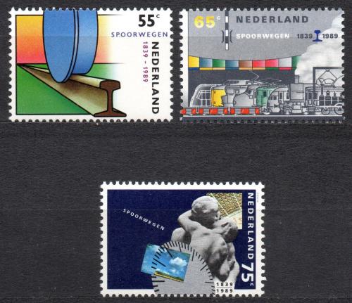 Poštové známky Holandsko 1989 Železnice, 150. výroèie Mi# 1366-68