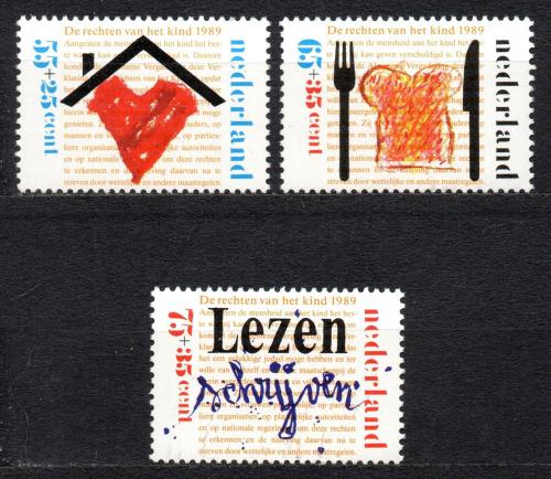 Poštové známky Holandsko 1989 Dìtská práva Mi# 1371-73