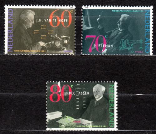 Poštové známky Holandsko 1991 Nositelé Nobelovy ceny Mi# 1418-20