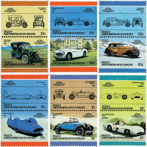 Poštové známky Svätý Vincent, Bequia 1986 Automobily Mi# 160-71 Kat 8€