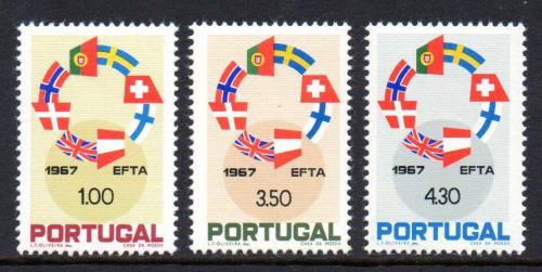 Poštové známky Portugalsko 1967 Vlajky zemí EFTA Mi# 1043-45 Kat 5€