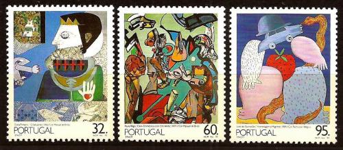 Poštové známky Portugalsko 1990 Moderné umenie Mi# 1831-33 Kat 4.80€