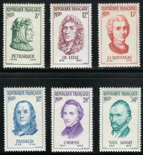Poštové známky Francúzsko 1956 Osobnosti Mi# 1110-15 Kat 14€