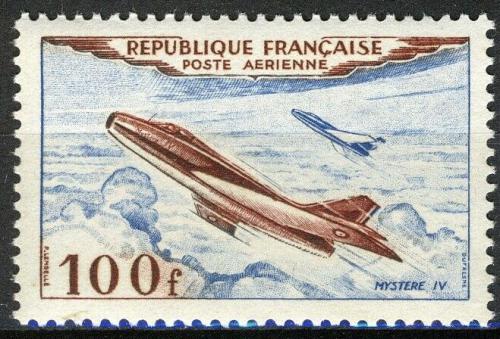 Poštová známka Francúzsko 1954 Bojové letadlo Dassault Mystère IV Mi# 987 Kat 7€