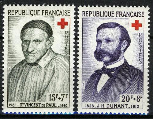 Poštové známky Francúzsko 1958 Èervený kríž, osobnosti Mi# 1224-25
