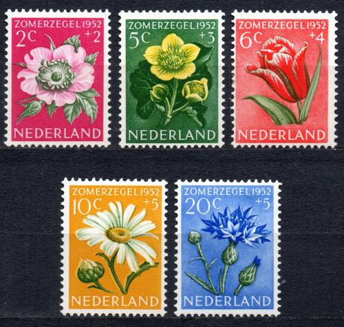 Poštové známky Holandsko 1952 Kvety Mi# 588-92 Kat 18€