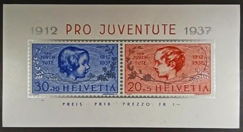 Poštové známky Švýcarsko 1937 Dívèí hlavy Mi# Block 3 Kat 8.50€
