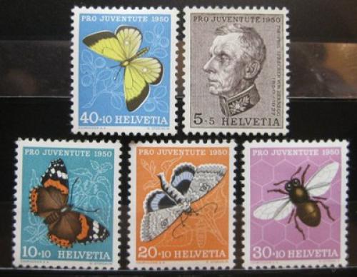 Poštové známky Švýcarsko 1950 Hmyz a Theophil Sprecher Mi# 550-54 Kat 15€