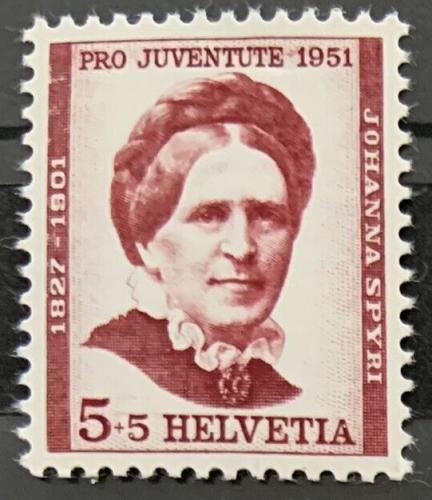 Poštová známka Švýcarsko 1951 Johanna Spyri, spisovatelka Mi# 561