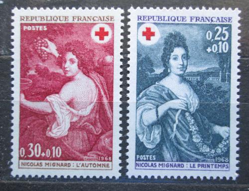 Poštové známky Francúzsko 1968 Èervený kríž, umenie, Nicolas Mignard Mi# 1647-48