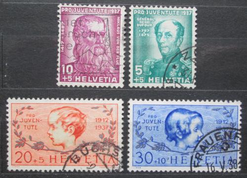 Poštové známky Švýcarsko 1937 Hlavy dìtí a osobnosti, Pro Juventute Mi# 314-17 Kat 8.50€