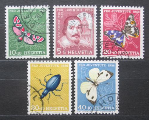 Poštové známky Švýcarsko 1956 Hmyz a Carlo Maderno Mi# 632-36 Kat 13€