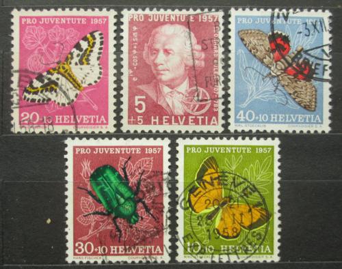 Poštové známky Švýcarsko 1957 Hmyz a Leonhard Euler Mi# 648-52 Kat 11€
