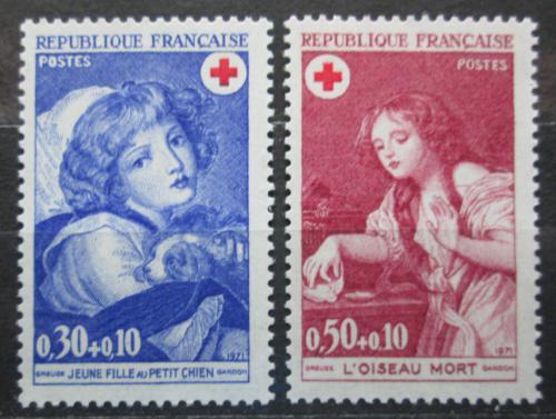 Poštové známky Francúzsko 1971 Èervený kríž, umenie, Jean-Baptiste Greuz Mi# 1777-78