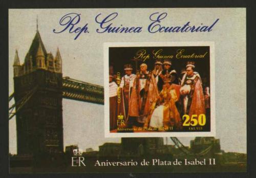 Poštová známka Rovníková Guinea 1977 Krá¾ovna Alžbeta II. Mi# Block 257 Kat 7€