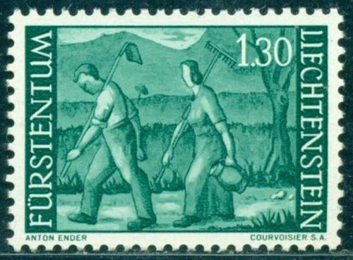 Poštová známka Lichtenštajnsko 1964 Sedláci Mi# 438