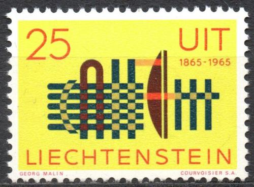 Poštová známka Lichtenštajnsko 1965 ITU, 100. výroèie Mi# 458