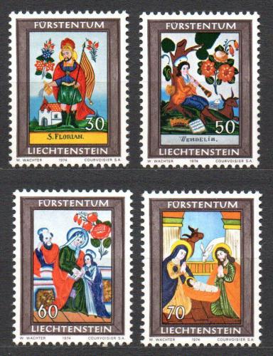Poštové známky Lichtenštajnsko 1974 Vianoce, vitráže Mi# 616-19
