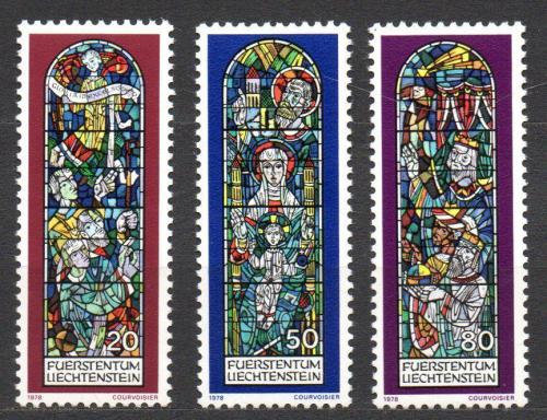 Poštové známky Lichtenštajnsko 1978 Vianoce, vitráže Mi# 720-22
