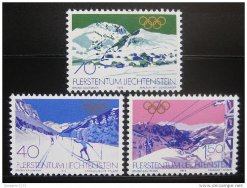 Poštové známky Lichtenštajnsko 1979 ZOH Lake Placid Mi# 735-37 Kat 4.40€