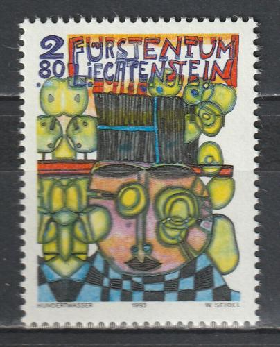 Poštová známka Lichtenštajnsko 1993 Umenie, Hundertwasser Mi# 1060 Kat 5€