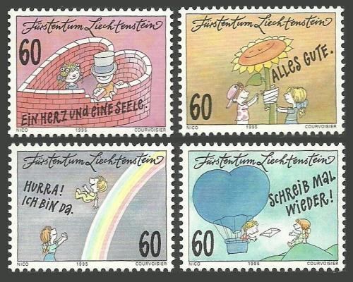Poštové známky Lichtenštajnsko 1995 Pozdravy Mi# 1111-14 Kat 4.40€