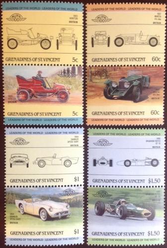 Poštové známky Svätý Vincent Gren. 1985 Automobily Mi# 389-96