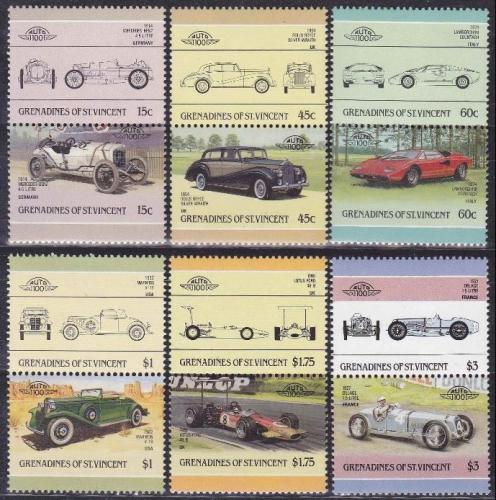 Poštové známky Svätý Vincent Gren. 1986 Automobily Mi# 446-57