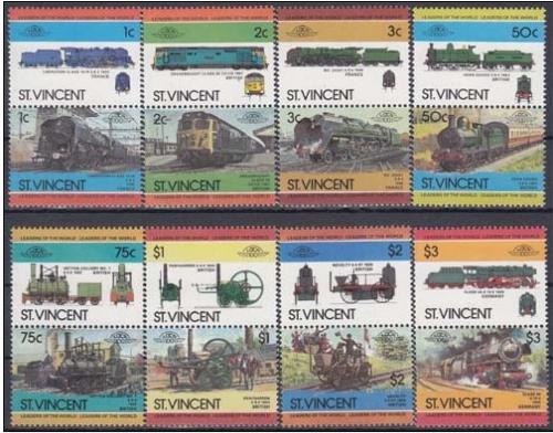 Poštové známky Svätý Vincent 1984 Lokomotívy Mi# 728-43 Kat 8€
