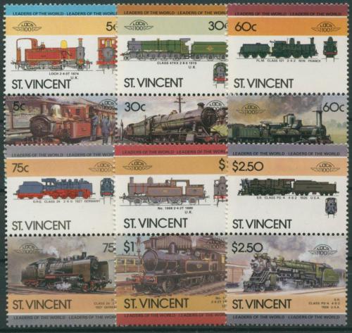 Poštové známky Svätý Vincent 1985 Lokomotívy Mi# 832-43