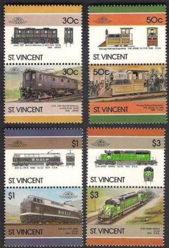 Poštové známky Svätý Vincent 1986 Lokomotívy Mi# 962-69 Kat 6€