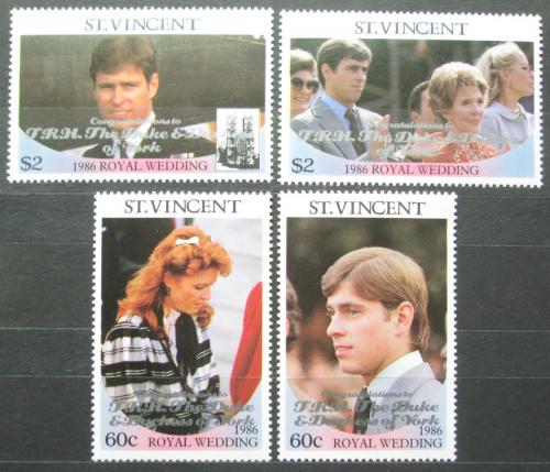 Poštové známky Svätý Vincent 1986 Krá¾ovská svadba pretlaè Mi# 983-86