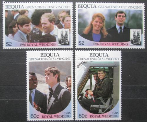 Poštové známky Svätý Vincent Bequia 1986 Krá¾ovská svadba Mi# 191-94