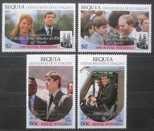 Poštové známky Svätý Vincent Bequia 1986 Krá¾ovská svadba pretlaè Mi# 200-03