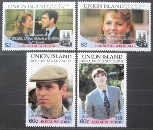 Poštové známky Svätý Vincent Union 1986 Krá¾ovská svadba pretlaè Mi# 188-91
