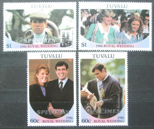 Poštové známky Tuvalu 1986 Krá¾ovská svadba SPECIMEN VZÁCNÉ Mi# 413-16