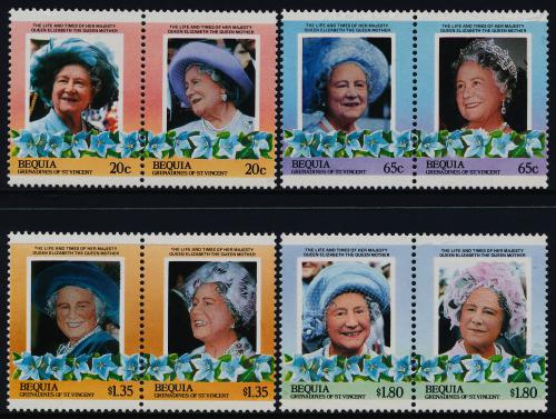 Poštové známky Svätý Vincent Bequia 1985 Krá¾ovna Matka Alžbeta Mi# 138-45