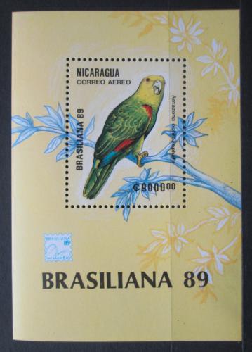 Poštová známka Nikaragua 1989 Amazoòan žlutohlavý Mi# Block 184