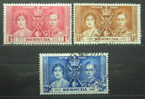 Poštové známky Bermudy 1937 Krá¾ovská korunovace Mi# 98-100