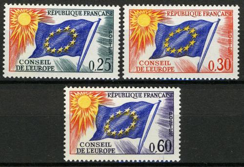 Poštové známky Francúzsko 1965 Rada Evropy, služobná Mi# 10-12