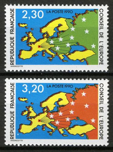 Poštové známky Francúzsko 1990 Rada Evropy, služobná Mi# 47-48