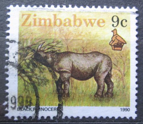 Poštová známka Zimbabwe 1990 Nosorožec dvourohý Mi# 423