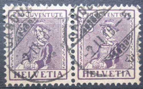 Poštové známky Švýcarsko 1917 ¼udový kroj pár VELKÁ RARITA Mi# 133 Kat 140€