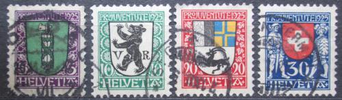 Poštové známky Švýcarsko 1925 Znaky mìst, Pro Juventute Mi# 214-17 Kat 18€