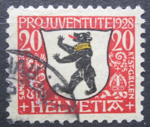 Poštová známka Švýcarsko 1928 Znak St. Gallen, Pro Juventute Mi# 231